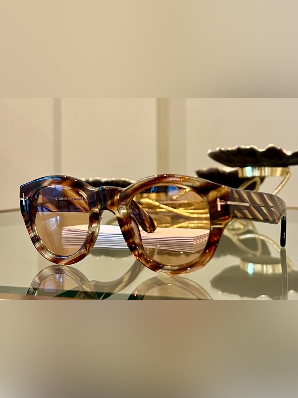Tom Ford Unisex Round Colored Havana Sunglasses (NWT)